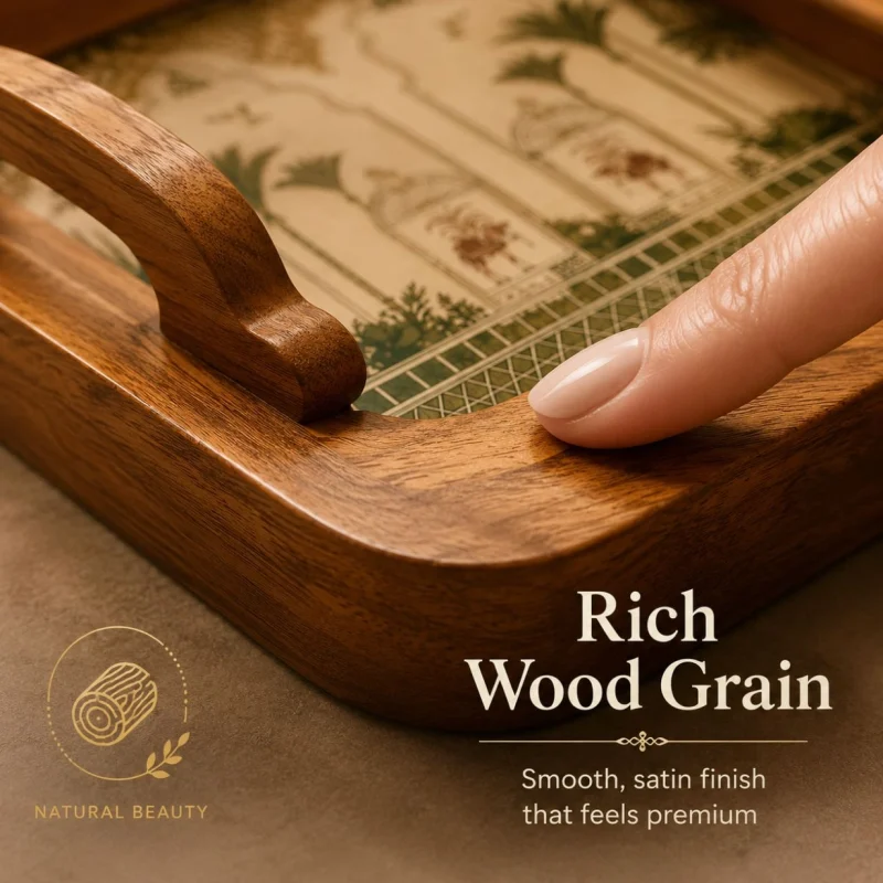 Elegant Palm Printed Serving Tray Set | Large & Medium (2-Piece)