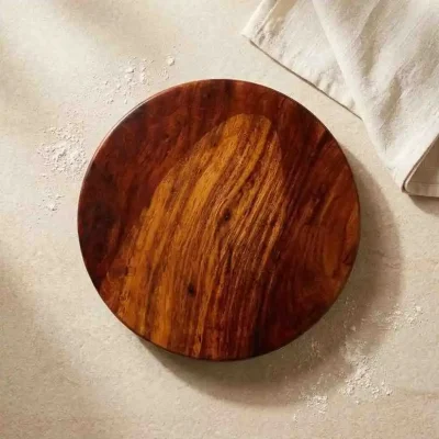 Brown Wooden Chakla-10 Inch Round-Kitchen (Set of 1)