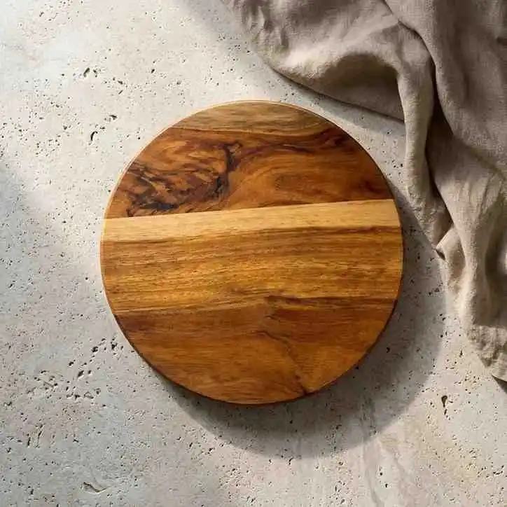 Brown Wooden Chakla-9 Inch Round-Kitchen (Set of 1)