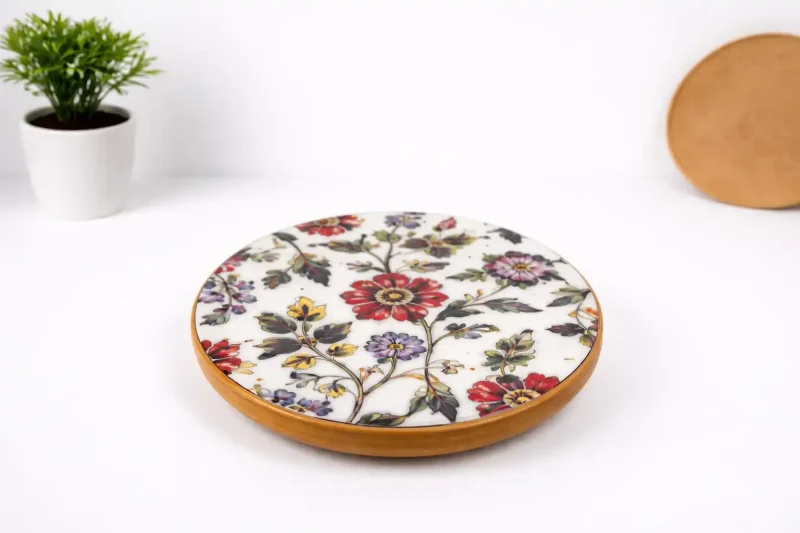 Micka Printed Wooden Chakla-9 Inch Round (Set of 1)