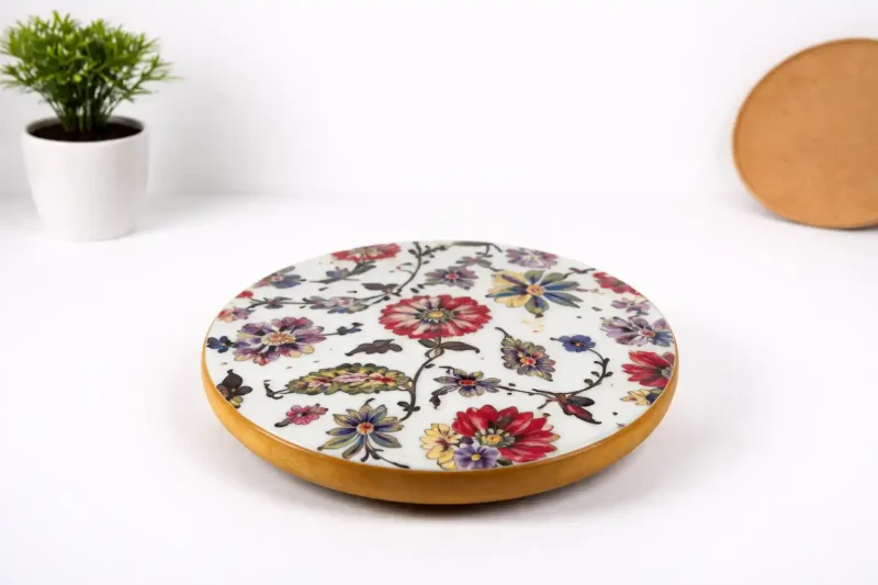 Micka Printed Wooden Chakla-9 Inch Round (Set of 1)