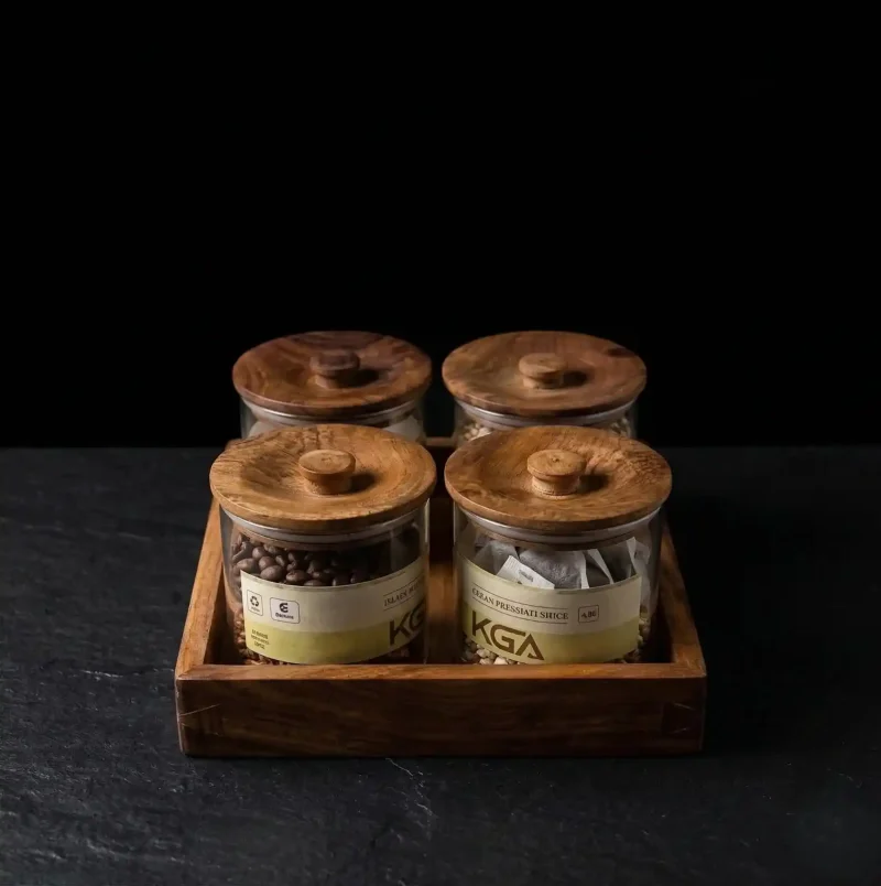 Imperio 4 Glass Serving Set - Premium Black Finish (Set of 1)