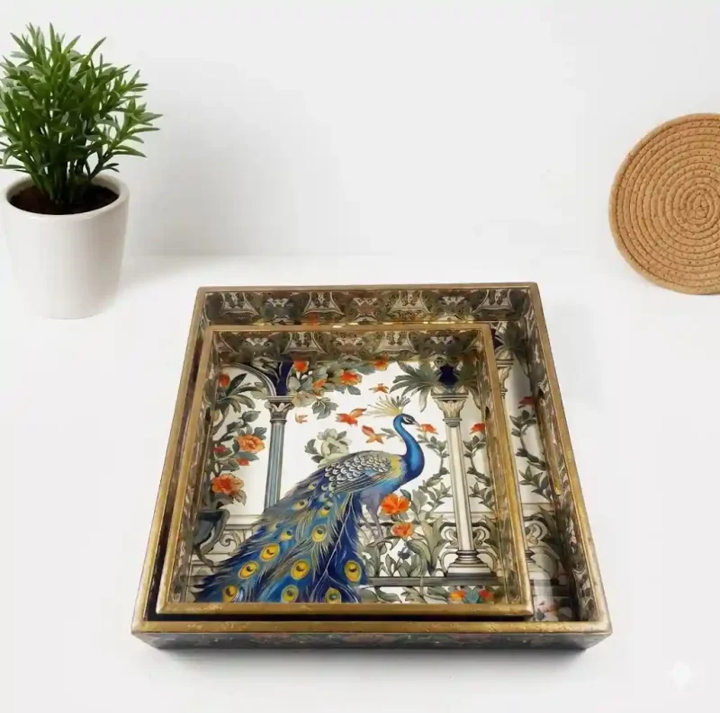 Signature Rectangle 2 Pieces Tray - Elegant Serving (Set of 1)