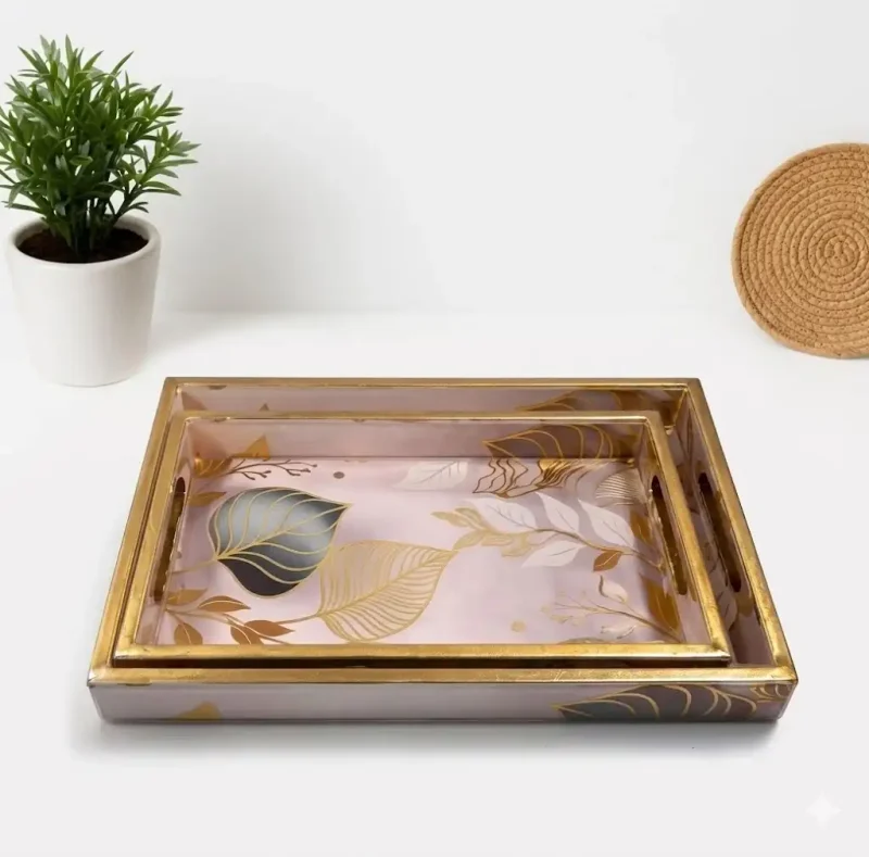 Signature Rectangle 2 Pieces Tray - Elegant Serving (Set of 1)