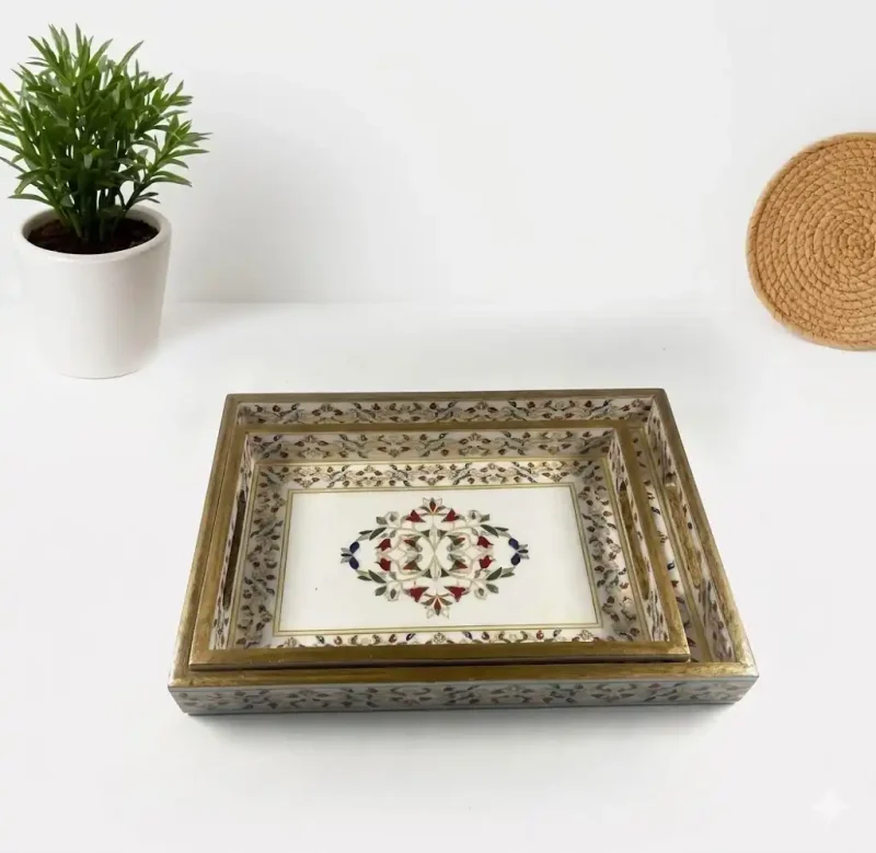 Signature Rectangle 2 Pieces Tray - Elegant Serving (Set of 1)