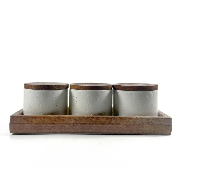Vivo Printed 3 Jars Set with Serving Tray - Stylish (Set of 1)