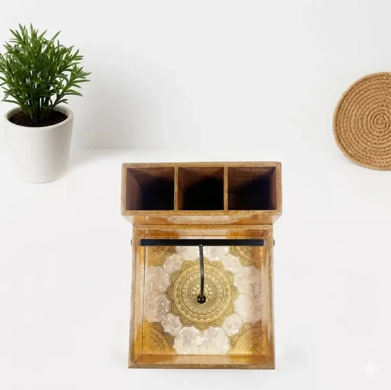 Signature Napkin Holder With 3 Compartment - Organiser (Set of 1)