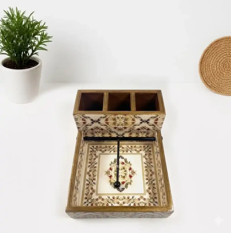 Signature Napkin Holder With 3 Compartment - Organiser (Set of 1)