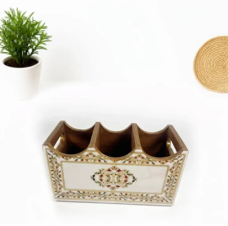 Modern 3 Compartment Cutlery Set - Stylish Holder (Set of 1)