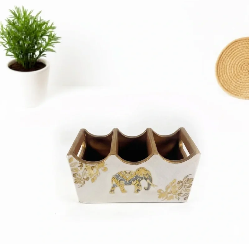 Modern 3 Compartment Cutlery Set - Stylish Holder (Set of 1)