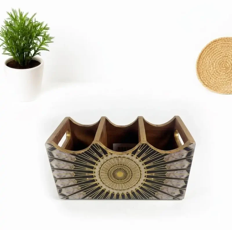 Modern 3 Compartment Cutlery Set - Stylish Holder (Set of 1)