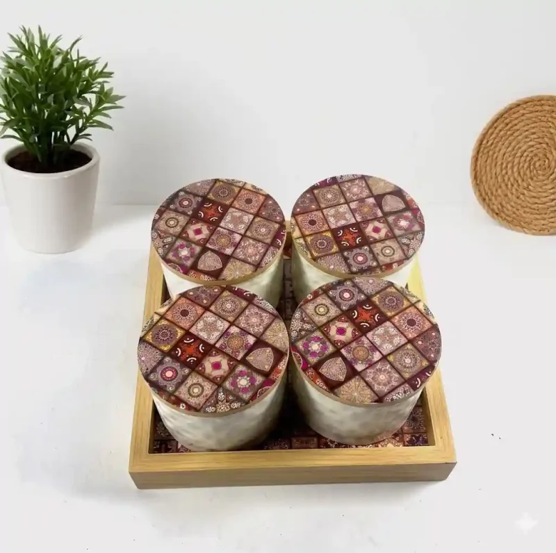 Orchid 4 Jar Printed Serving Set - Floral Design for Home (Set of 1)