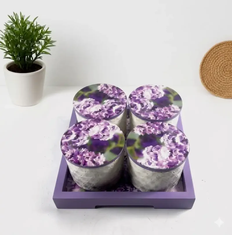 Orchid 4 Jar Printed Serving Set - Floral Design for Home (Set of 1)