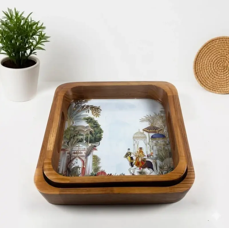 Pari Printed Serving 2 Pieces Tray - Stylish & Durable (Set of 1)