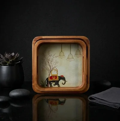 Pari printed serving tray 2 pieces stylish durable