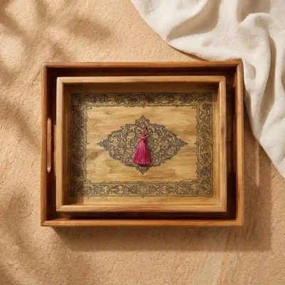 Pearl serving tray 2 piece printed design