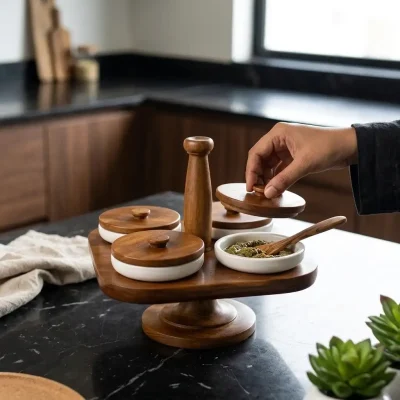 revolving spice 4 jar rotating kitchen storage