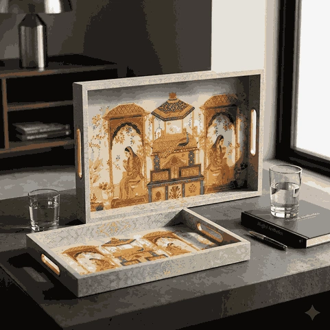 Sanskriti Serving 2 Pieces Tray - Elegant & Durable (Set of 1)