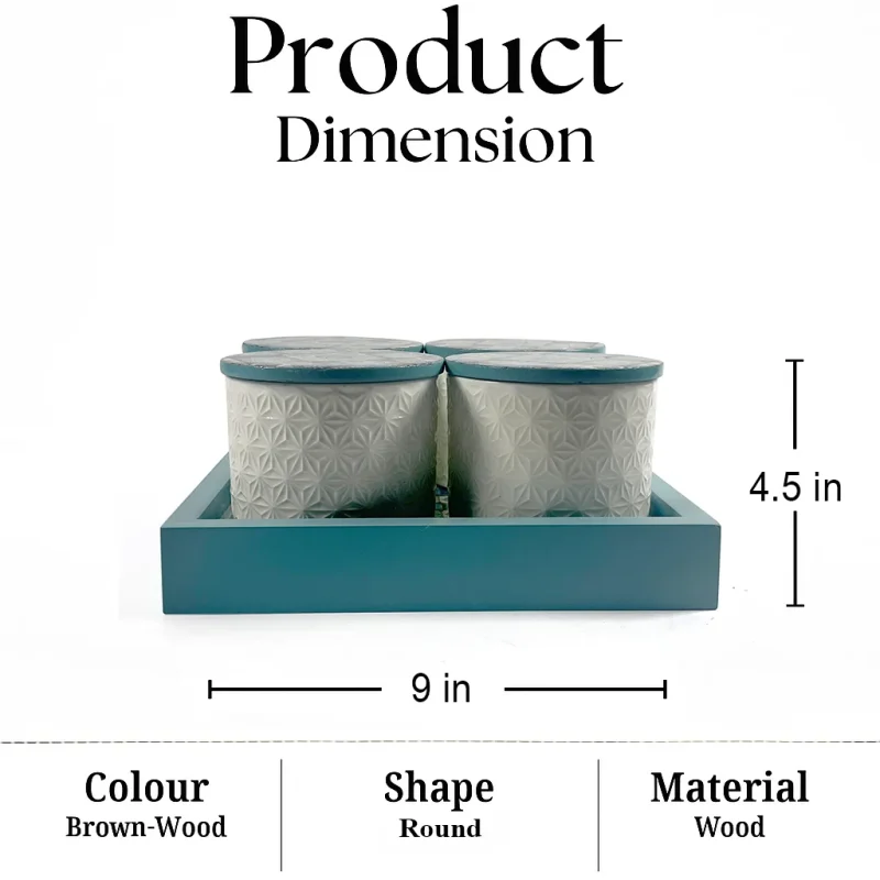 Blue & White Patterned Container-4 Pieces (Set of 1)