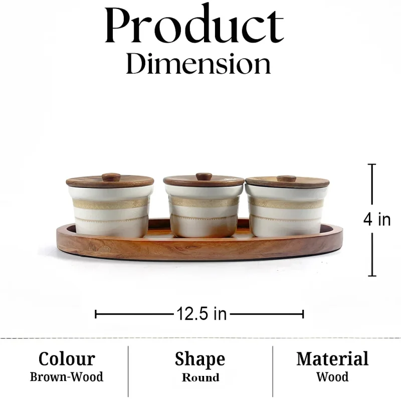 Boat 3 Jar Printed Serving Tray-Stylish Snacks Platter (Set of 1)
