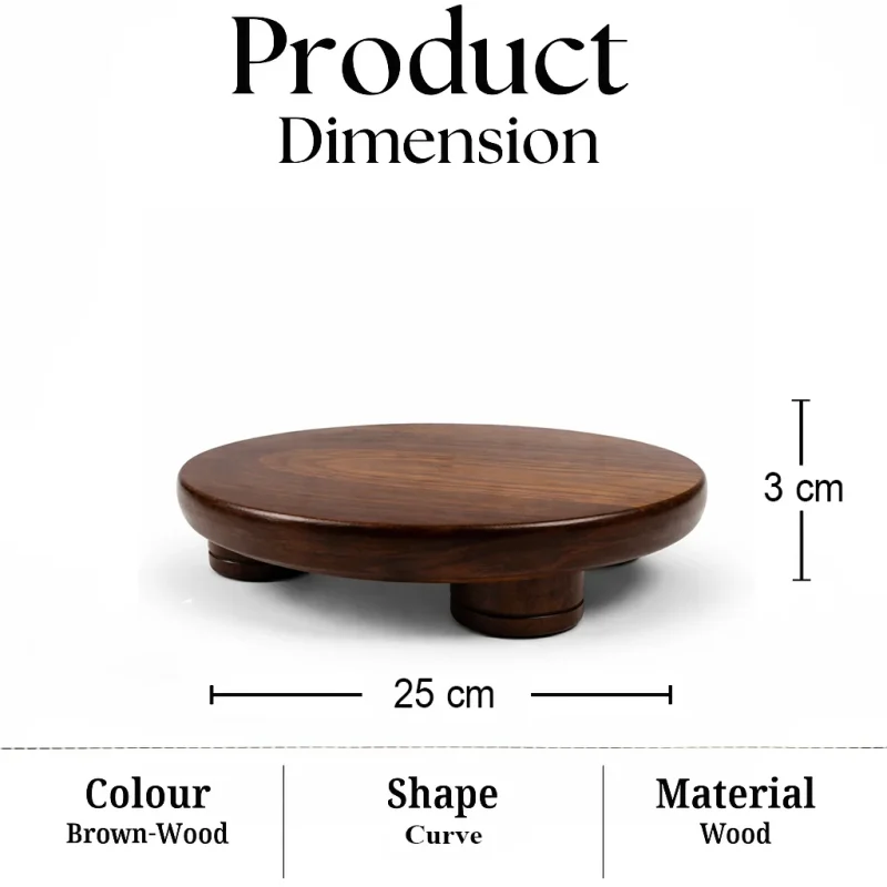 Brown Wooden Chakla-10 Inch Round-Kitchen (Set of 1)