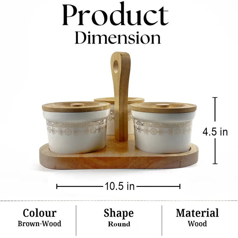 Ceramic Condiment Jar 4 Pieces with Stand-Kitchen (Set of 1)