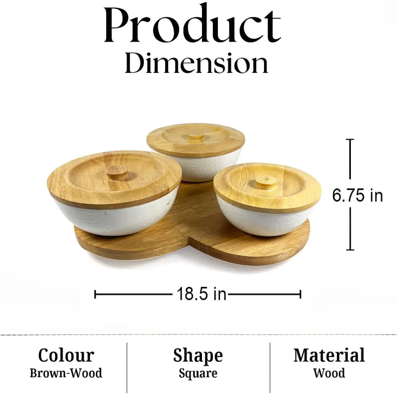 Ceramic Spice Jars 3 Pieces with Wood Lid (Set of 1)
