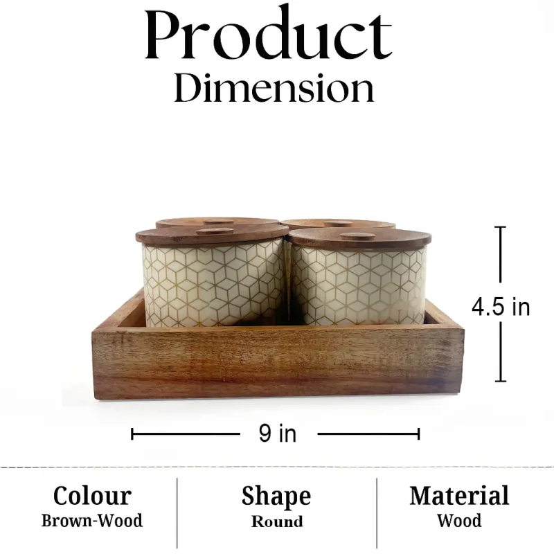 Daily Use Storage Jar Set-4 Pieces with Tray (Set of 1)