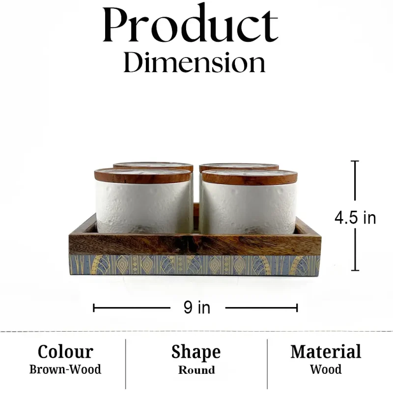 Eco Printed Utility Set-4 Pcs with Tray (Set of 1)