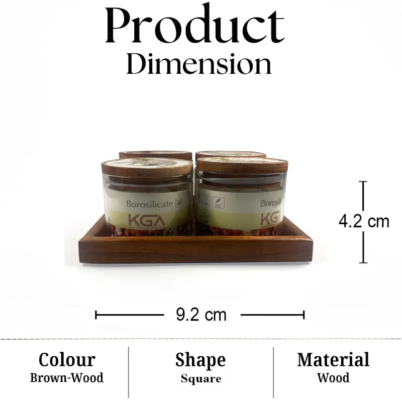 Essential 4 Pcs Jar Set with Tray-Printed Dining (Set of 1)