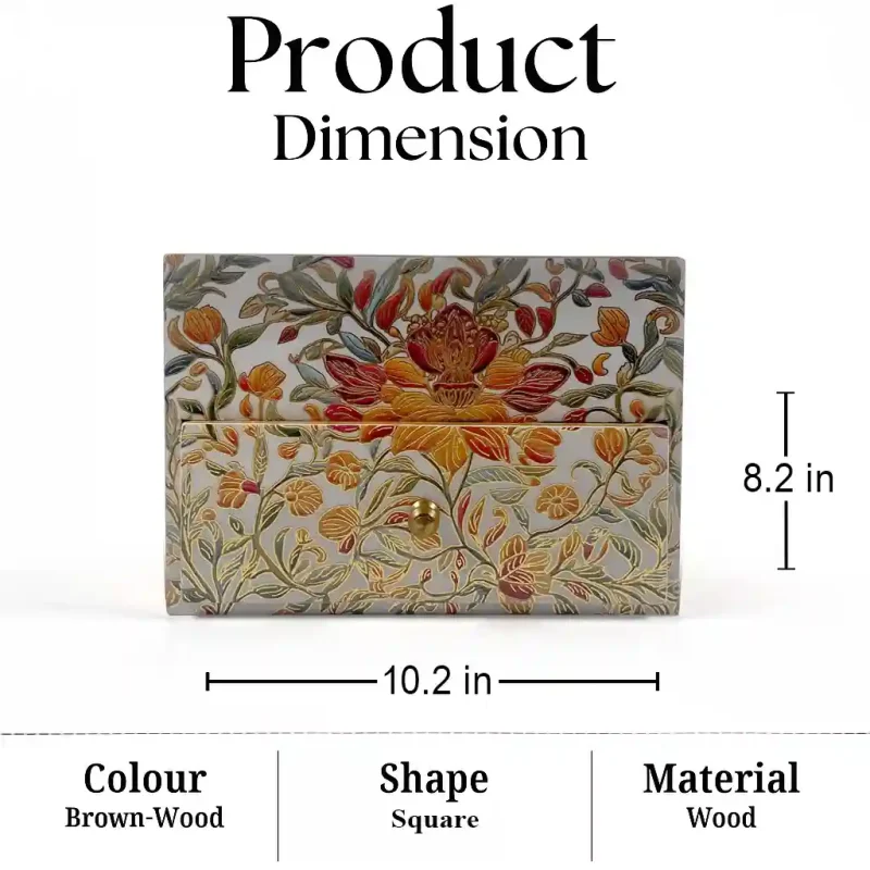 Floral Wooden Signature Organizer Drawer-Decor (Set of 1)