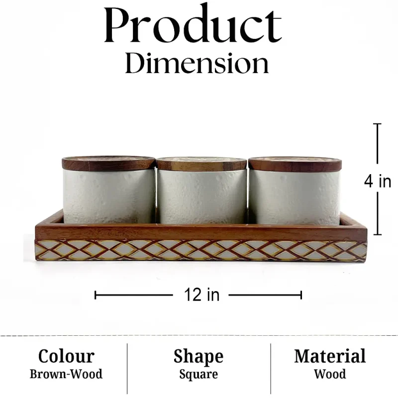 Multi-Purpose 3 Pieces Jar Set-with Organizer Tray (Set of 1)
