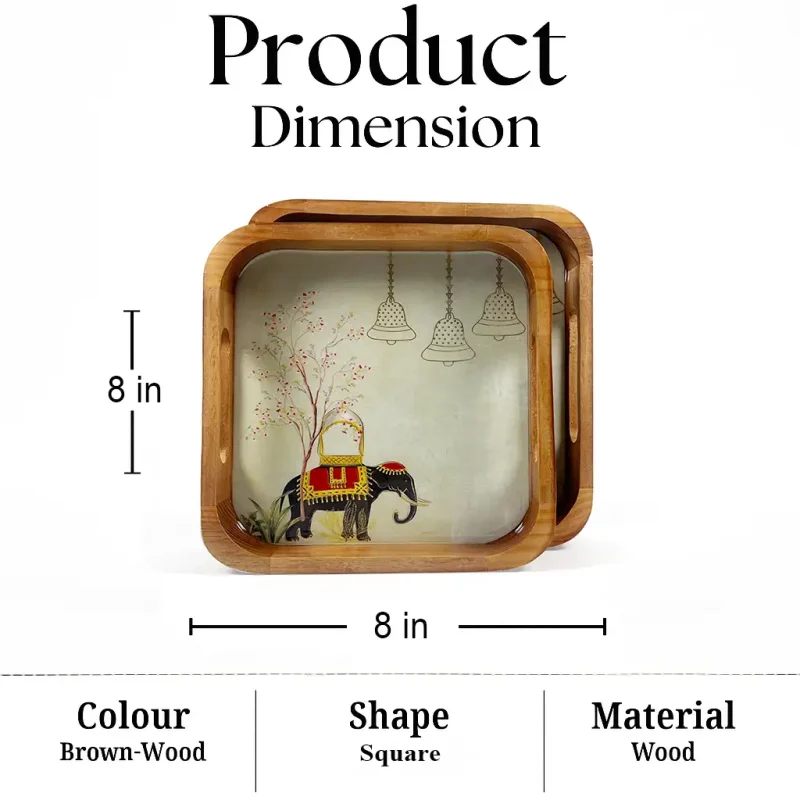 Pari Printed Serving 2 Pieces Tray - Stylish & Durable (Set of 1)