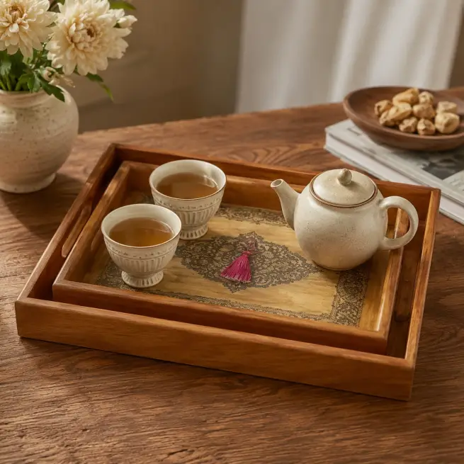 Pearl Serving 2 Tray-Printed Design (Set of 1)