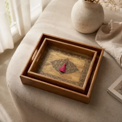Pearl Serving 2 Tray-Printed Design (Set of 1)