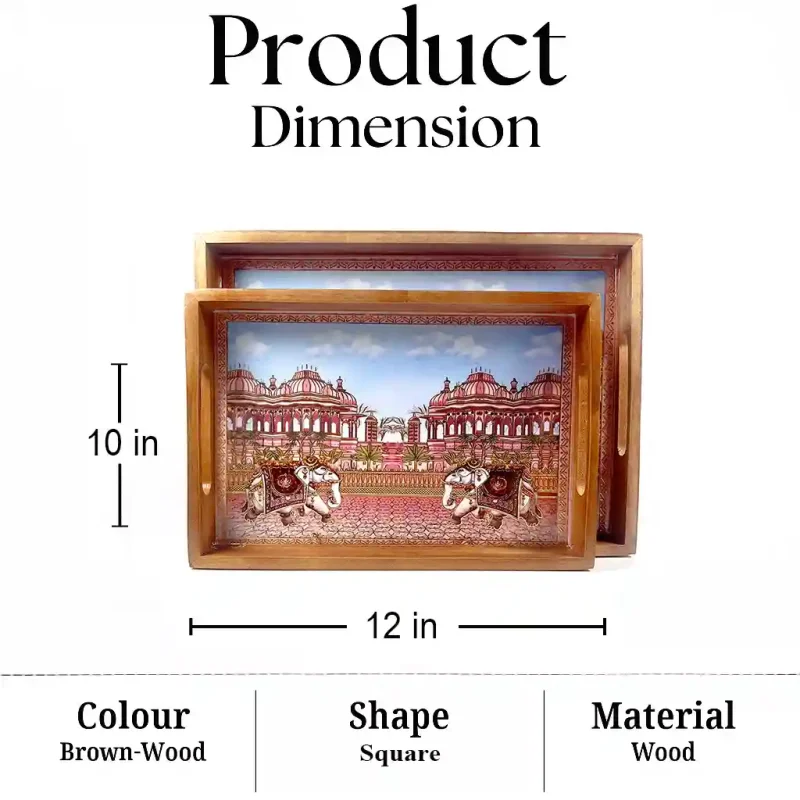 Rectangle Classic Tray 2 Pieces-Serving & Decor (Set of 1)