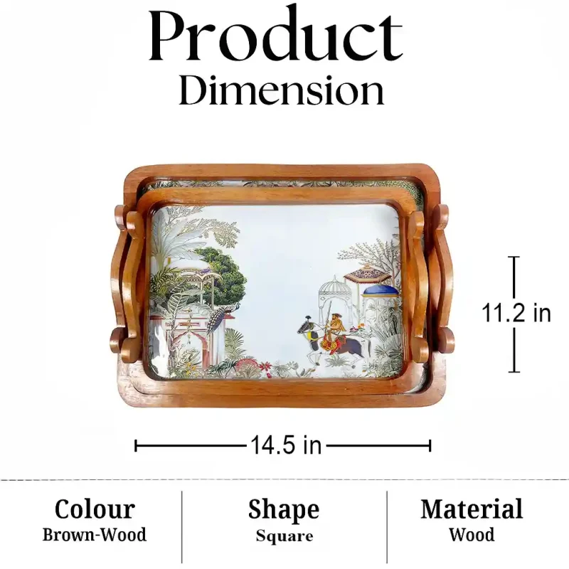 Rectangle Serving Tray 2 Pieces-Printed King (Set of 1)