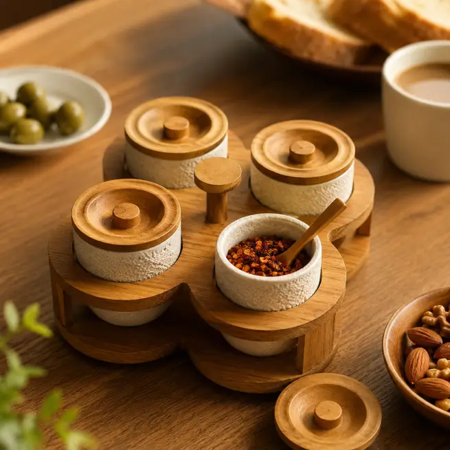 Revolving Ceramic Jar 4 Pieces-Food Storage (Set of 1)