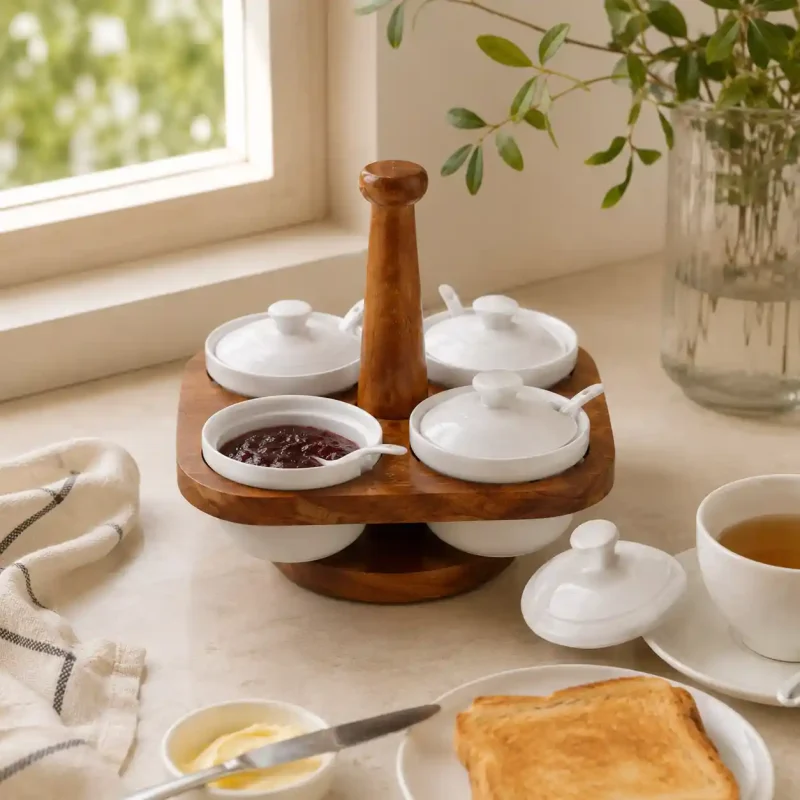 Revolving Handi-3 Pcs with Wooden Stand (Set of 1)