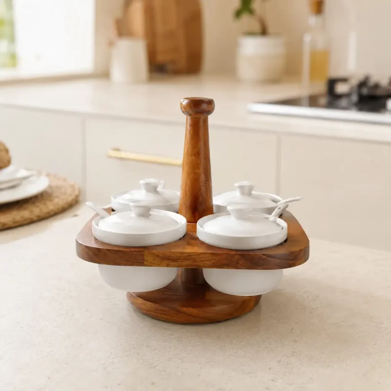 Revolving Handi-3 Pcs with Wooden Stand (Set of 1)