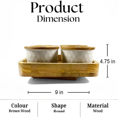 Revolving Luxury Spice 4 Jars-with Wooden Tray-Kitchen (Set of 1)