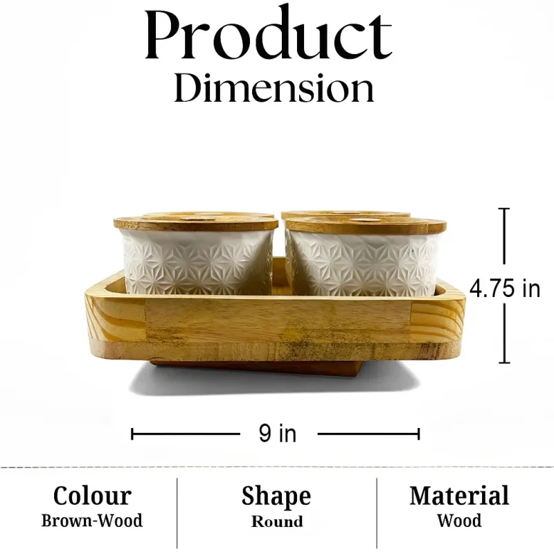 Revolving Luxury Spice 4 Jars-with Wooden Tray-Kitchen (Set of 1)