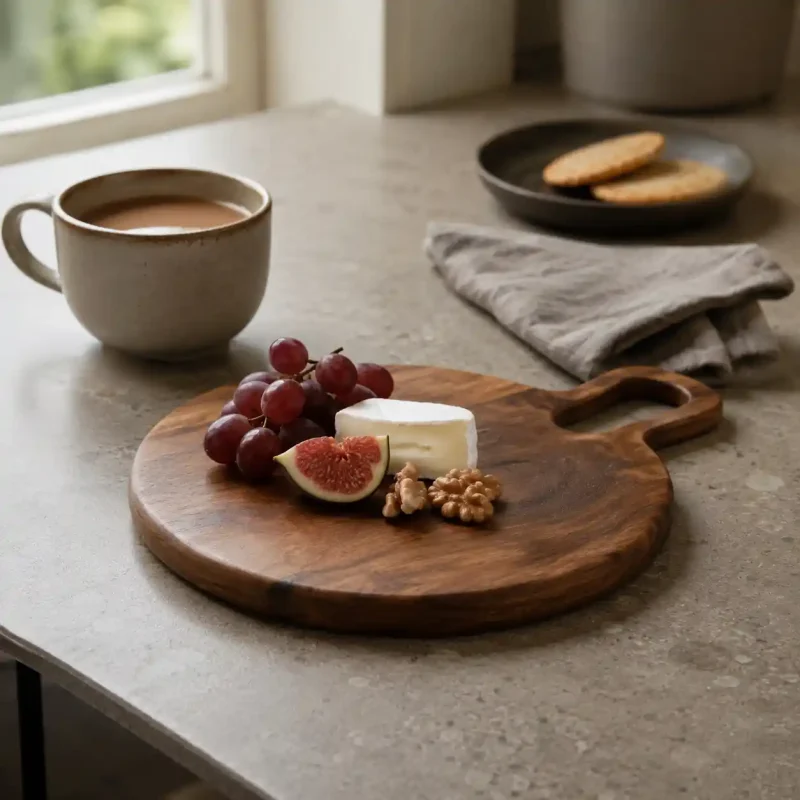 Round Chopping Board with Handle-Durable Kitchen (Set of 1)