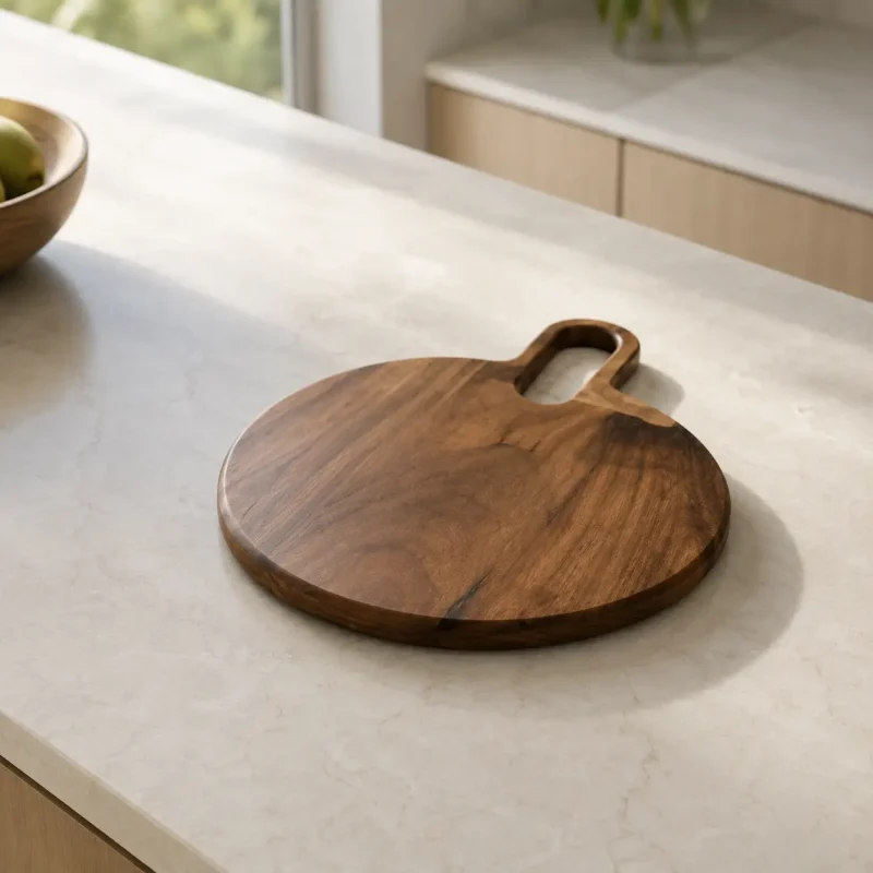 Round Chopping Board with Handle-Durable Kitchen (Set of 1)