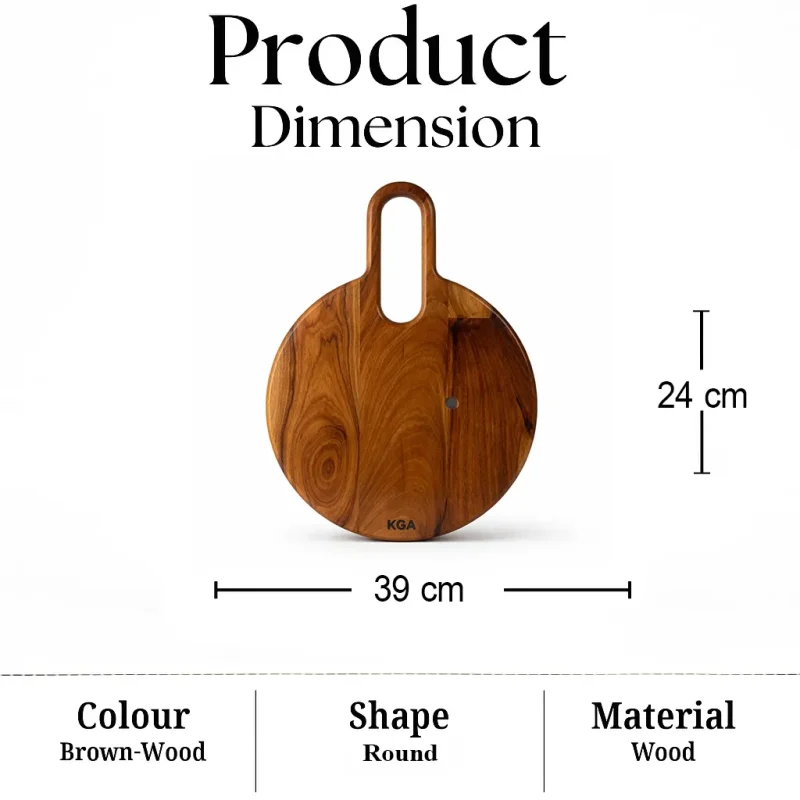 Round Chopping Board with Handle-Durable Kitchen (Set of 1)