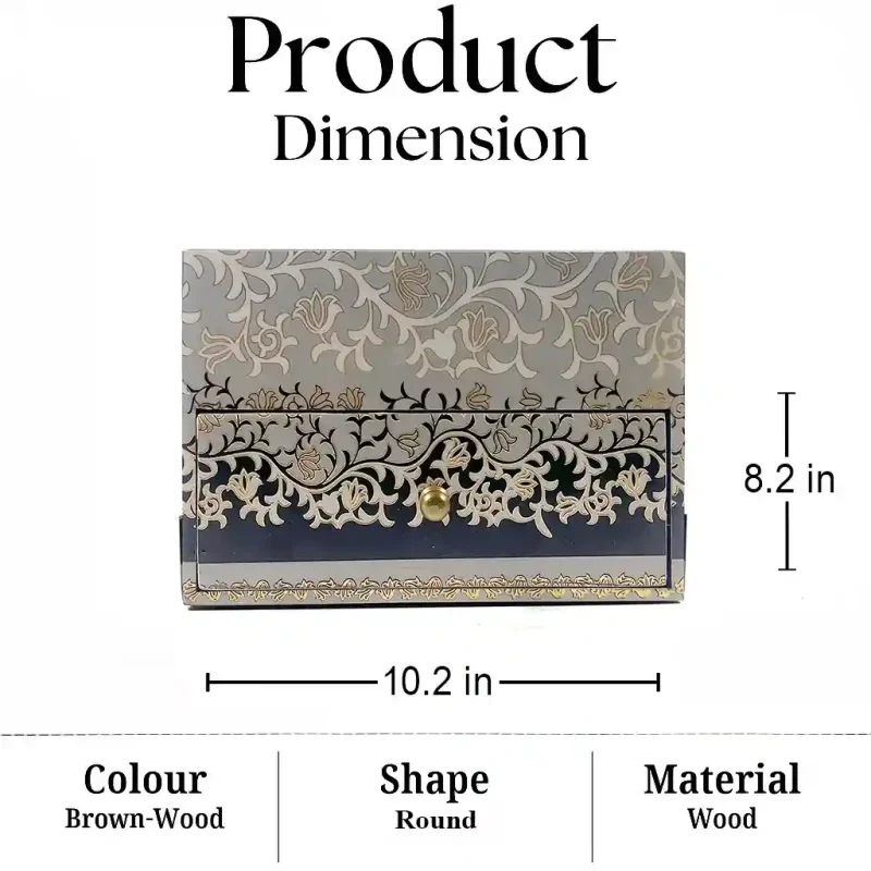 Royal Wooden Storage Box - Handcrafted Decor (Set of 1)