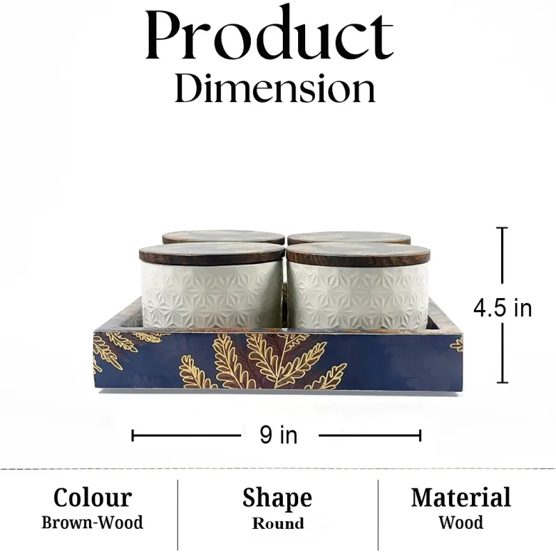 Sanskriti Ceramic 4 Pcs Jars-Spice Storage (Set of 1)