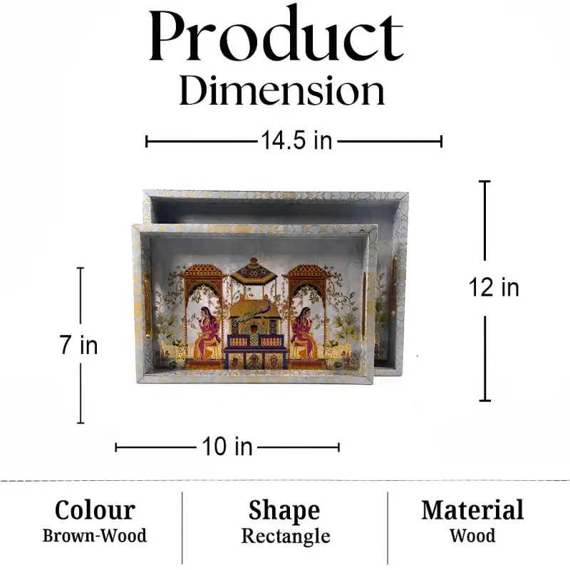 Sanskriti Serving 2 Pieces Tray - Elegant & Durable (Set of 1)