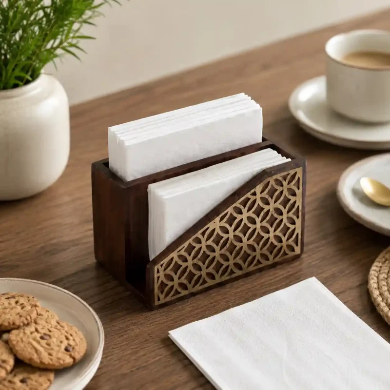 Side Cut Napkin Holder With 2 Compartment-Holder (Set of 1)