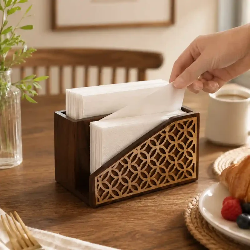Side Cut Napkin Holder With 2 Compartment-Holder (Set of 1)